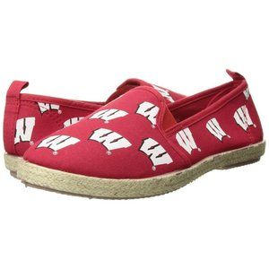NWT NCAA Team Logo Wisconsin Badgers Women's M Slip On Espadrille Canvas Shoes